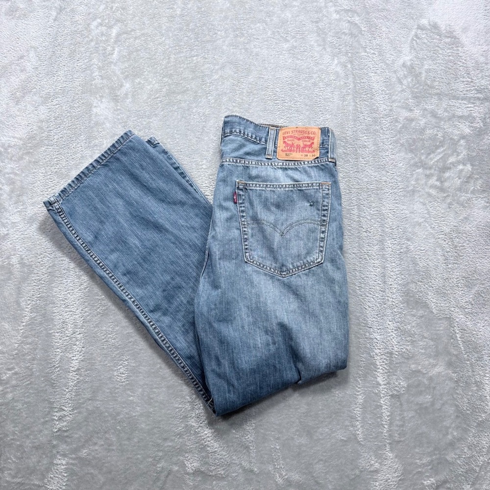 Levi's 527 Slim Bootcut Jeans Mens‎ 38x30 Light Blue Denim Workwear Casual Pants